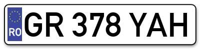 Placuta inmatriculare numar auto  GR-378-YAH, GR 378 YAH, GR378YAH