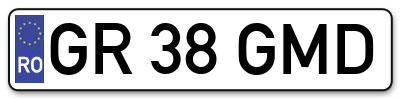 Placuta inmatriculare numar auto  GR-38-GMD, GR 38 GMD, GR38GMD