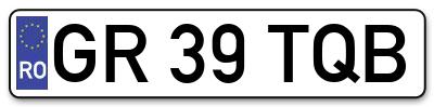 Placuta inmatriculare numar auto  GR-39-TQB, GR 39 TQB, GR39TQB