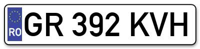 Placuta inmatriculare numar auto  GR-392-KVH, GR 392 KVH, GR392KVH