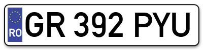 Placuta inmatriculare numar auto  GR-392-PYU, GR 392 PYU, GR392PYU