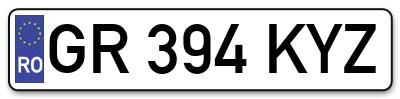 Placuta inmatriculare numar auto  GR-394-KYZ, GR 394 KYZ, GR394KYZ