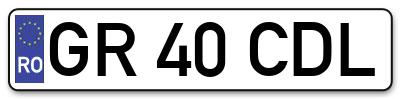 Placuta inmatriculare numar auto  GR-40-CDL, GR 40 CDL, GR40CDL