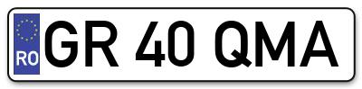 Placuta inmatriculare numar auto  GR-40-QMA, GR 40 QMA, GR40QMA