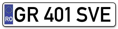 Placuta inmatriculare numar auto  GR-401-SVE, GR 401 SVE, GR401SVE