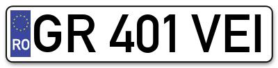 Placuta inmatriculare numar auto  GR-401-VEI, GR 401 VEI, GR401VEI