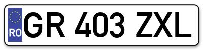 Placuta inmatriculare numar auto  GR-403-ZXL, GR 403 ZXL, GR403ZXL