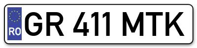 Placuta inmatriculare numar auto  GR-411-MTK, GR 411 MTK, GR411MTK