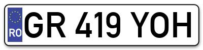 Placuta inmatriculare numar auto  GR-419-YOH, GR 419 YOH, GR419YOH