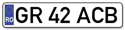 Placuta inmatriculare numar auto  GR-42-ACB, GR 42 ACB, GR42ACB