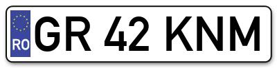 Placuta inmatriculare numar auto  GR-42-KNM, GR 42 KNM, GR42KNM