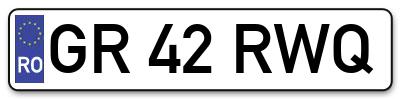 Placuta inmatriculare numar auto  GR-42-RWQ, GR 42 RWQ, GR42RWQ