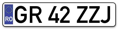 Placuta inmatriculare numar auto  GR-42-ZZJ, GR 42 ZZJ, GR42ZZJ