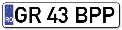 Placuta inmatriculare numar auto  GR-43-BPP, GR 43 BPP, GR43BPP