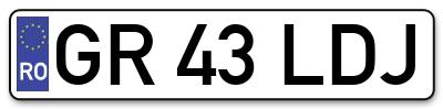 Placuta inmatriculare numar auto  GR-43-LDJ, GR 43 LDJ, GR43LDJ