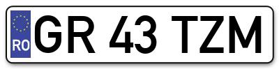 Placuta inmatriculare numar auto  GR-43-TZM, GR 43 TZM, GR43TZM