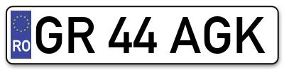 Placuta inmatriculare numar auto  GR-44-AGK, GR 44 AGK, GR44AGK