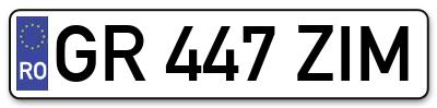 Placuta inmatriculare numar auto  GR-447-ZIM, GR 447 ZIM, GR447ZIM