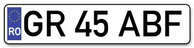 Placuta inmatriculare numar auto  GR-45-ABF, GR 45 ABF, GR45ABF