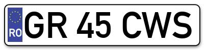 Placuta inmatriculare numar auto  GR-45-CWS, GR 45 CWS, GR45CWS