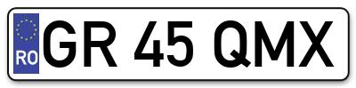 Placuta inmatriculare numar auto  GR-45-QMX, GR 45 QMX, GR45QMX
