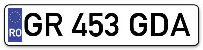 Placuta inmatriculare numar auto  GR-453-GDA, GR 453 GDA, GR453GDA