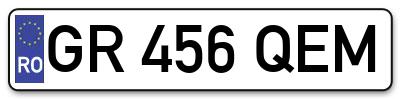 Placuta inmatriculare numar auto  GR-456-QEM, GR 456 QEM, GR456QEM