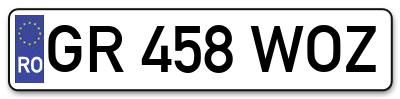 Placuta inmatriculare numar auto  GR-458-WOZ, GR 458 WOZ, GR458WOZ