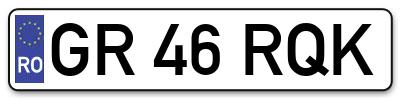 Placuta inmatriculare numar auto  GR-46-RQK, GR 46 RQK, GR46RQK