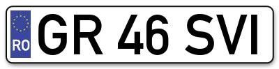 Placuta inmatriculare numar auto  GR-46-SVI, GR 46 SVI, GR46SVI