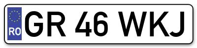 Placuta inmatriculare numar auto  GR-46-WKJ, GR 46 WKJ, GR46WKJ
