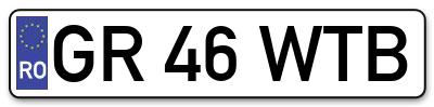 Placuta inmatriculare numar auto  GR-46-WTB, GR 46 WTB, GR46WTB