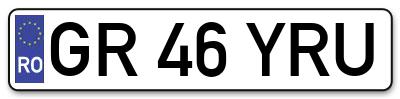 Placuta inmatriculare numar auto  GR-46-YRU, GR 46 YRU, GR46YRU