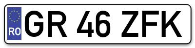 Placuta inmatriculare numar auto  GR-46-ZFK, GR 46 ZFK, GR46ZFK
