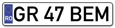 Placuta inmatriculare numar auto  GR-47-BEM, GR 47 BEM, GR47BEM