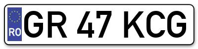 Placuta inmatriculare numar auto  GR-47-KCG, GR 47 KCG, GR47KCG