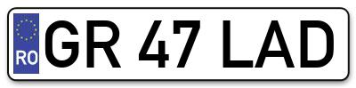 Placuta inmatriculare numar auto  GR-47-LAD, GR 47 LAD, GR47LAD