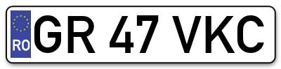 Placuta inmatriculare numar auto  GR-47-VKC, GR 47 VKC, GR47VKC