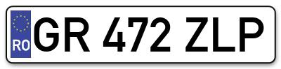 Placuta inmatriculare numar auto  GR-472-ZLP, GR 472 ZLP, GR472ZLP