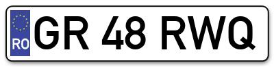 Placuta inmatriculare numar auto  GR-48-RWQ, GR 48 RWQ, GR48RWQ