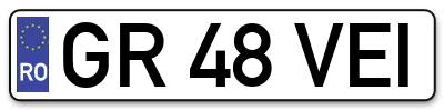 Placuta inmatriculare numar auto  GR-48-VEI, GR 48 VEI, GR48VEI