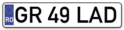 Placuta inmatriculare numar auto  GR-49-LAD, GR 49 LAD, GR49LAD