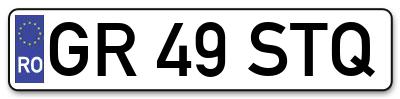 Placuta inmatriculare numar auto  GR-49-STQ, GR 49 STQ, GR49STQ