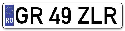Placuta inmatriculare numar auto  GR-49-ZLR, GR 49 ZLR, GR49ZLR