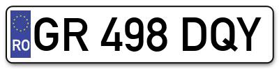 Placuta inmatriculare numar auto  GR-498-DQY, GR 498 DQY, GR498DQY