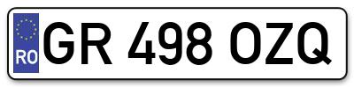 Placuta inmatriculare numar auto  GR-498-OZQ, GR 498 OZQ, GR498OZQ