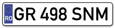 Placuta inmatriculare numar auto  GR-498-SNM, GR 498 SNM, GR498SNM