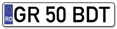 Placuta inmatriculare numar auto  GR-50-BDT, GR 50 BDT, GR50BDT