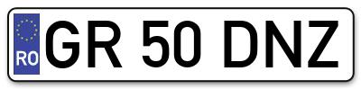 Placuta inmatriculare numar auto  GR-50-DNZ, GR 50 DNZ, GR50DNZ