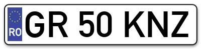 Placuta inmatriculare numar auto  GR-50-KNZ, GR 50 KNZ, GR50KNZ